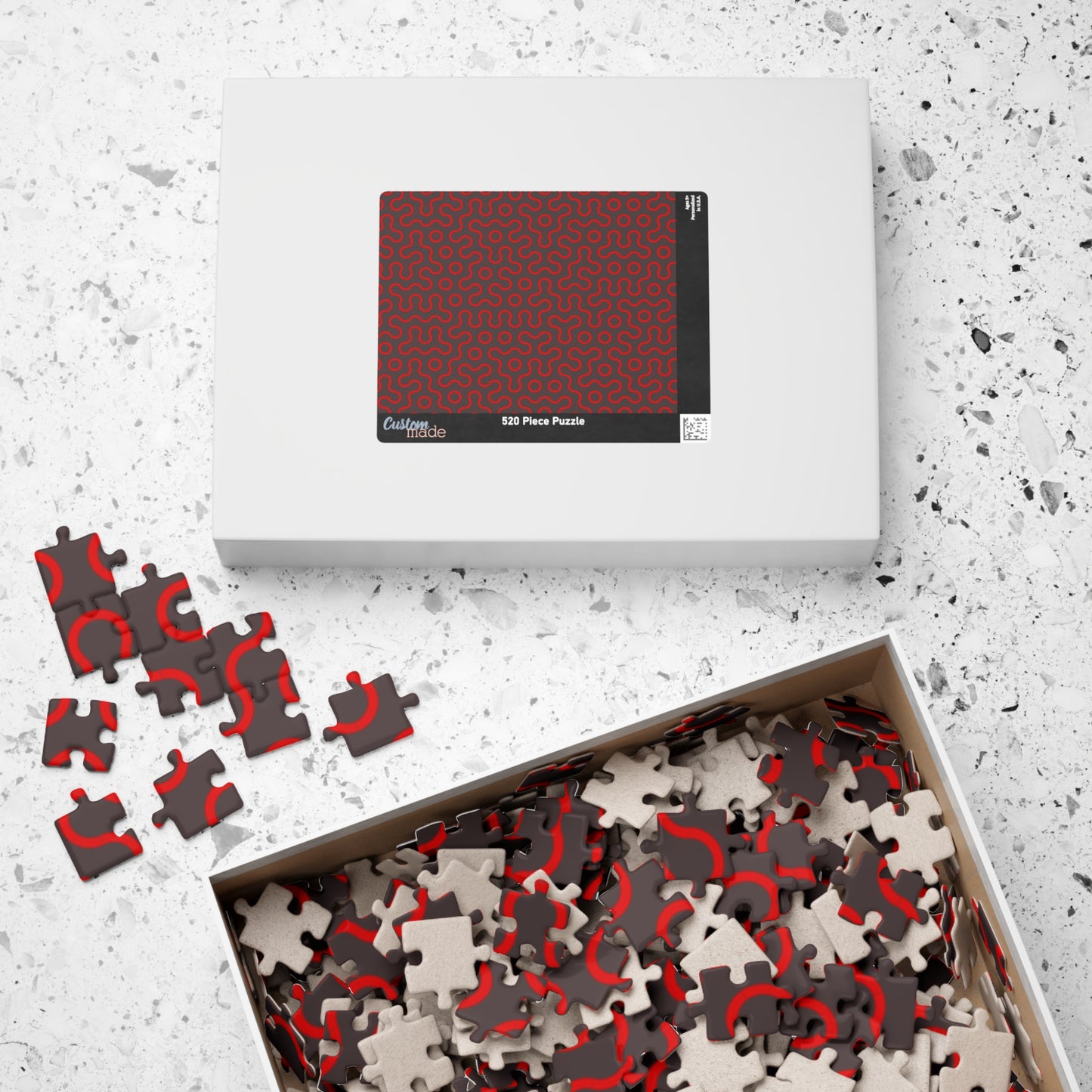 Abstract Red Maze Puzzle — Challenging 110–1,014 Piece Jigsaw