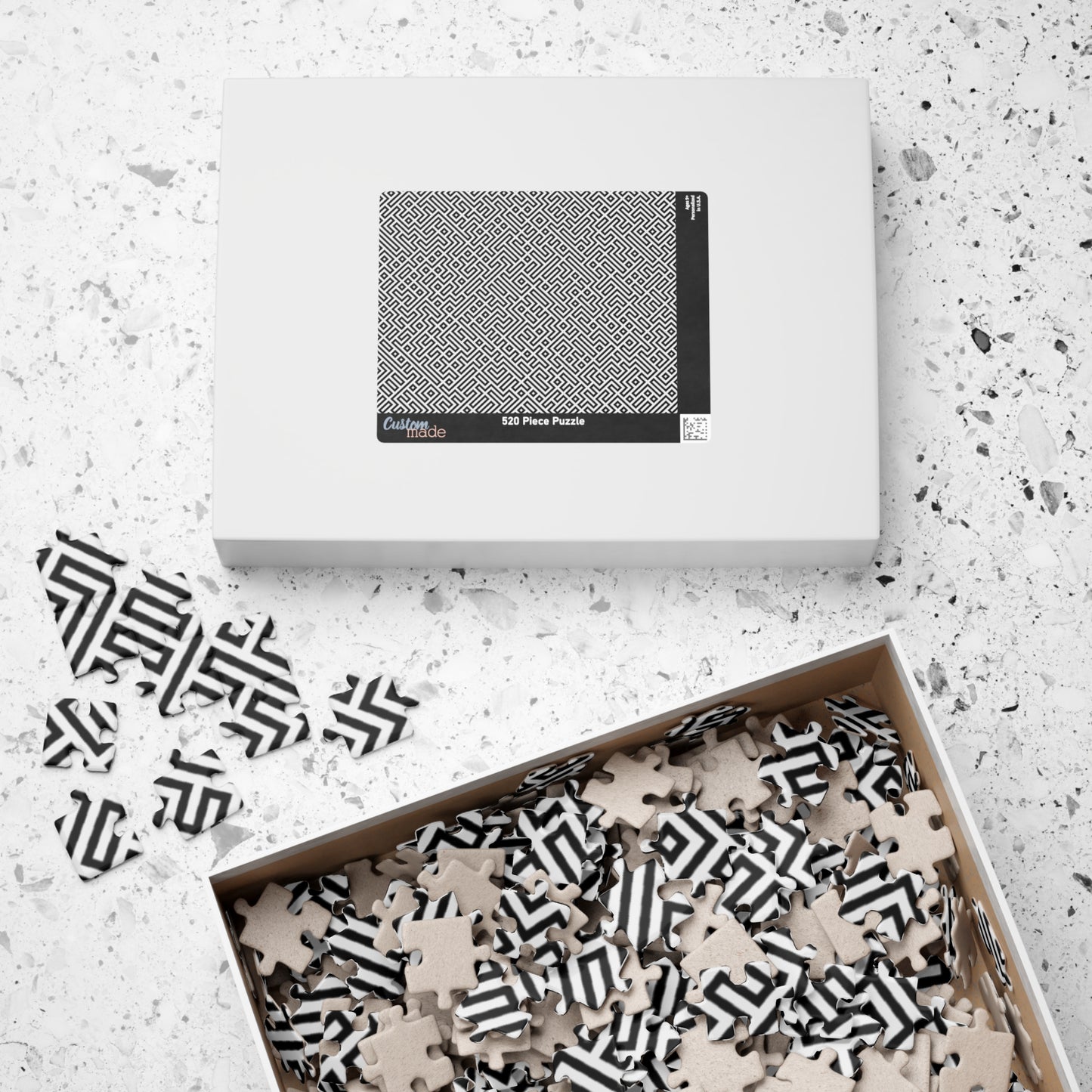Geometric Maze Pattern Puzzle — Challenging Black & White Jigsaw (110–1014 pcs)
