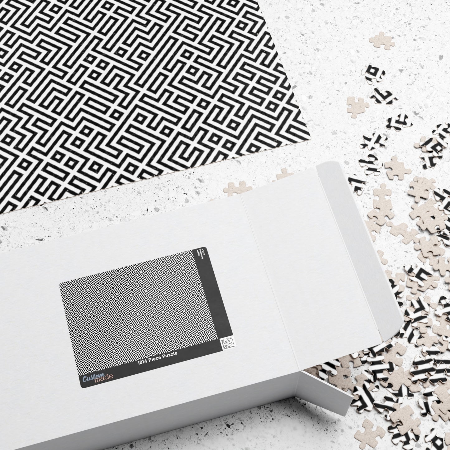 Geometric Maze Pattern Puzzle — Challenging Black & White Jigsaw (110–1014 pcs)