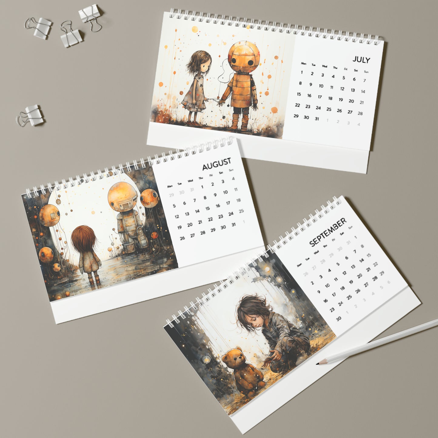 Soft Dreams Desk Calendar (2024 grid)