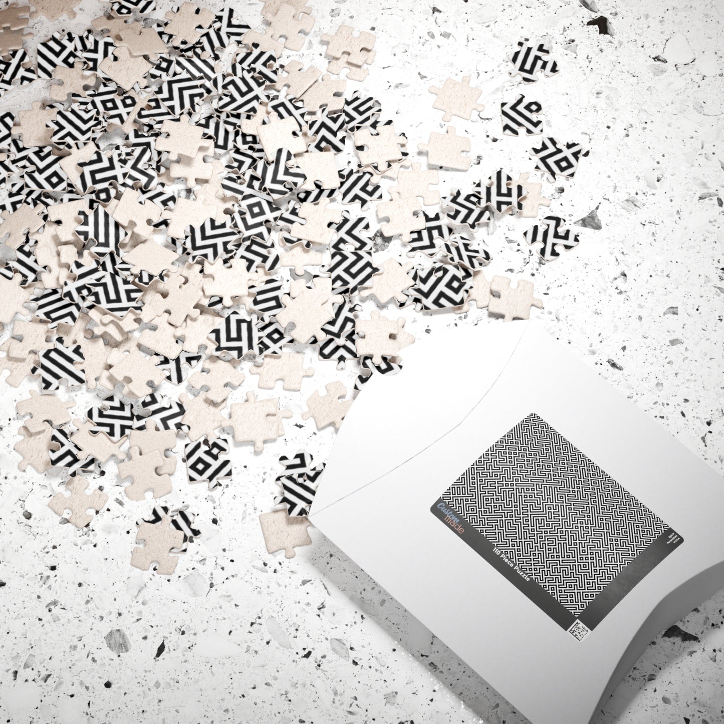 Geometric Maze Pattern Puzzle — Challenging Black & White Jigsaw (110–1014 pcs)