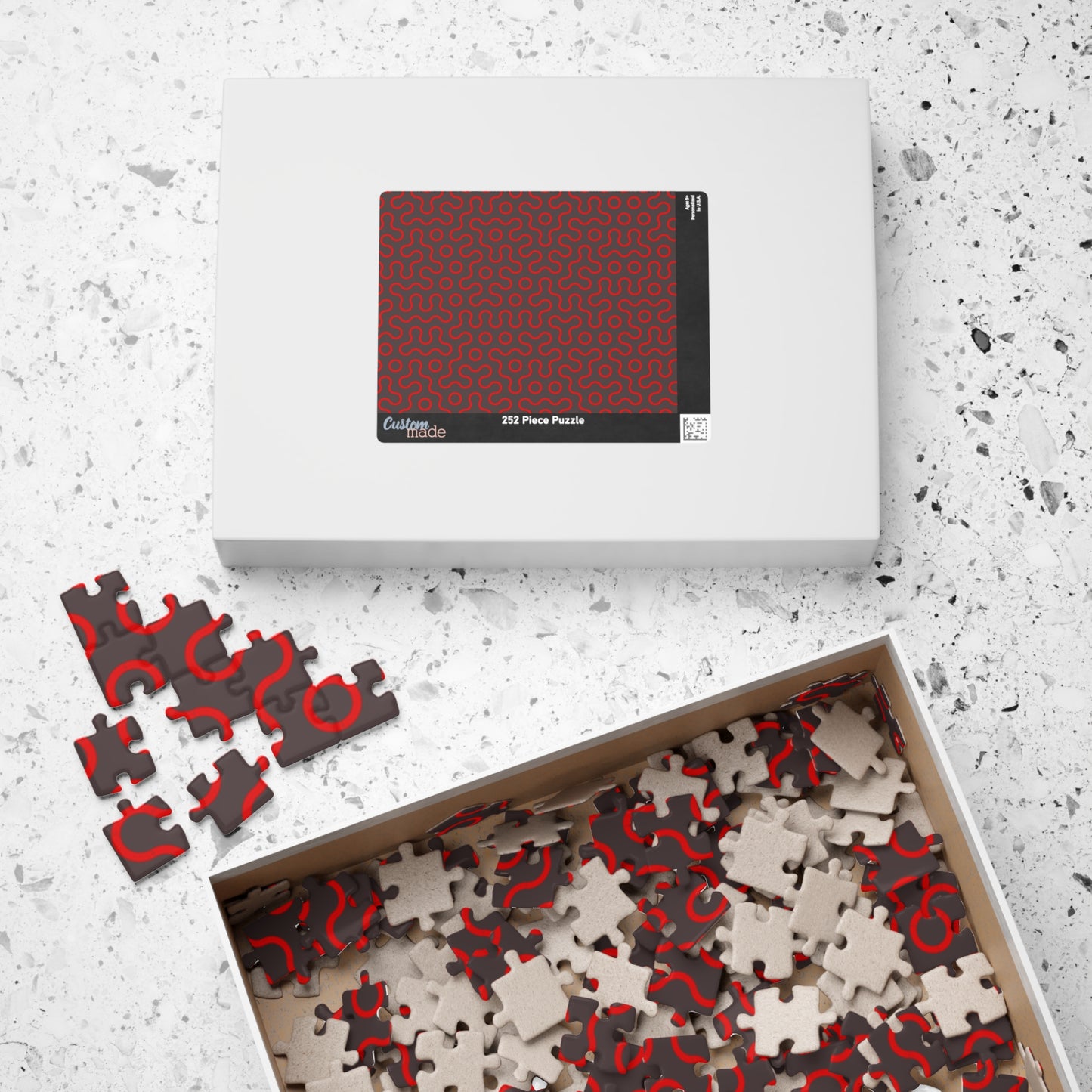 Abstract Red Maze Puzzle — Challenging 110–1,014 Piece Jigsaw