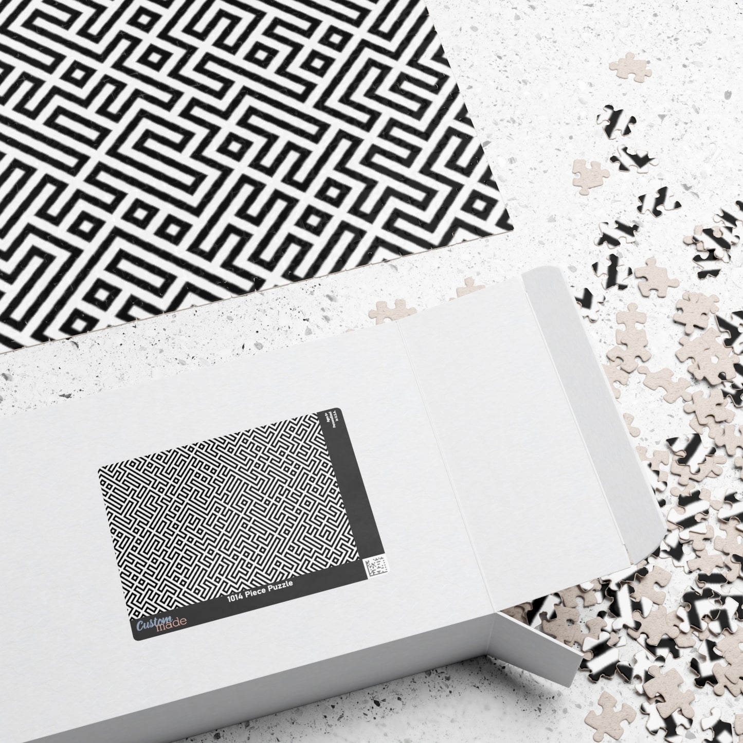 Geometric Maze Pattern Puzzle — Challenging Black & White Jigsaw (110–1014 pcs)