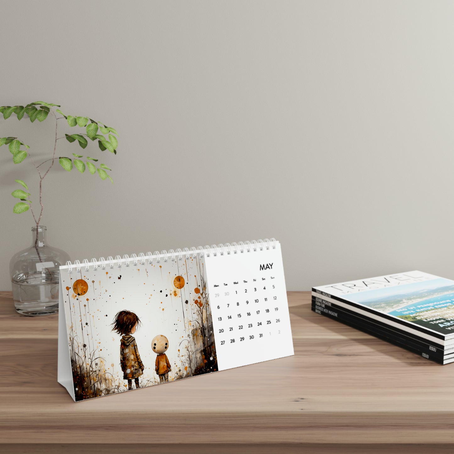 Soft Dreams Desk Calendar (2024 grid)