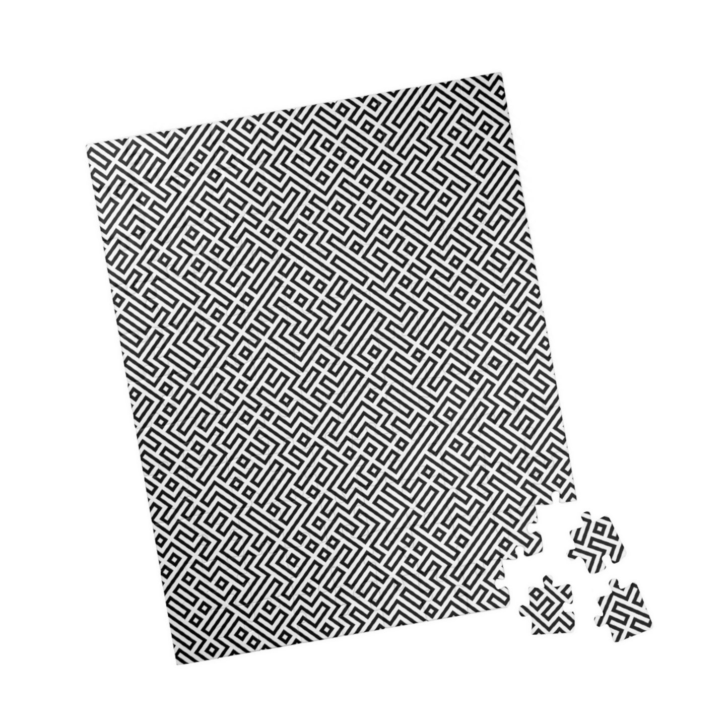 Geometric Maze Pattern Puzzle — Challenging Black & White Jigsaw (110–1014 pcs)