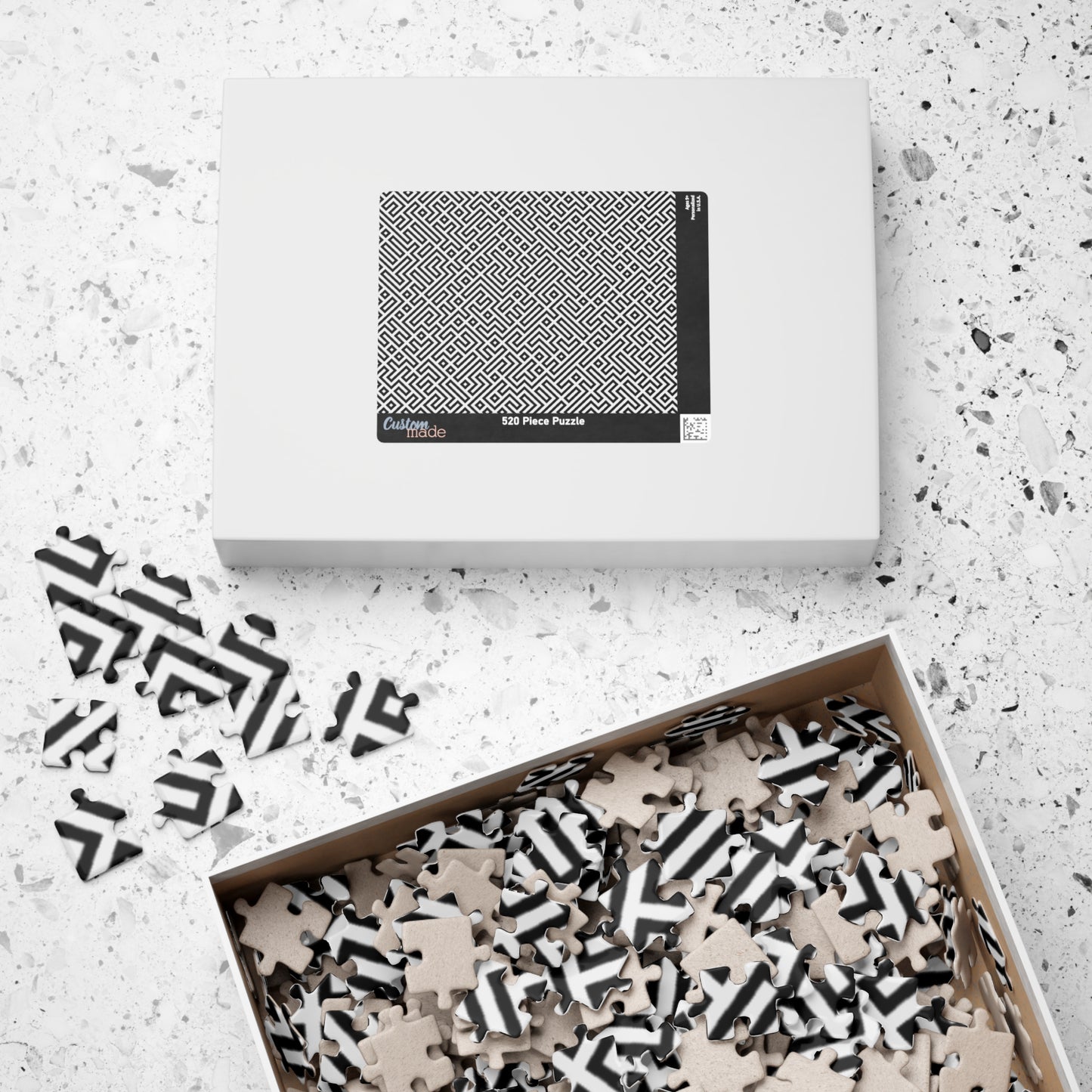 Geometric Maze Pattern Puzzle — Challenging Black & White Jigsaw (110–1014 pcs)